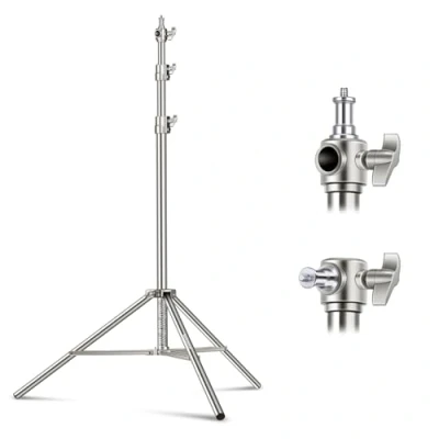 Afbeelding van Neewer 3 m roestvrijstalen lichtstandaard, veerkussens, zwaar belastbare fotografiestatief met 1/4 &quot;tot 3/8&quot; universele schroefadapter voor stroboscoop, LED videolamp, ringlicht, monolight, softbox