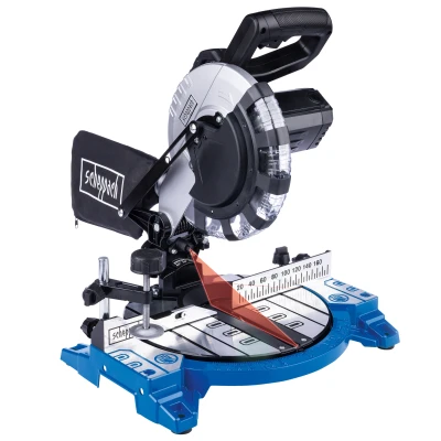 Afbeelding van Scheppach Afkortzaag en verstekzaag HM210L vermogen 1500W maaihoogte / breedte 60 &amp; 120 mm zaagblad Ø 210 zaagkop 45 kantelbaar naar links incl. laser, werkstuksteunen