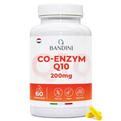 Afbeelding van Bandini® Co enzym Q10 200 mg 60 capsules Hoge dosering CoQ10 biologische beschikbaarheid Ubiquinone Q 10 beste antioxidant voor de huid en het immuunsysteem