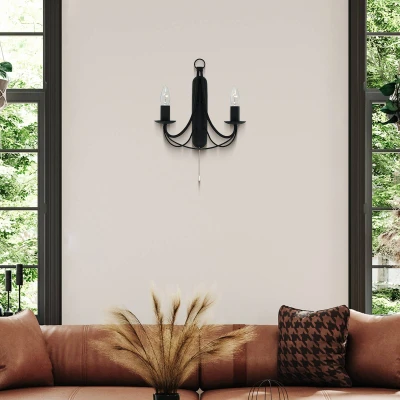 Afbeelding van Searchlight Zwarte wandlamp Maypole 6342 2BK