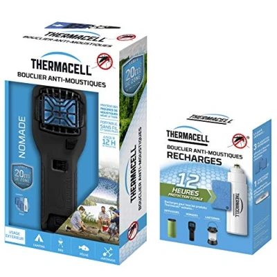 Afbeelding van THERMACELL THNOMADNOIRRCH muggenschild, draagbaar, zwart, 2 navulverpakkingen voor 12 uur bescherming per navulverpakking