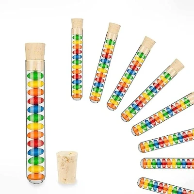 Afbeelding van Tuuters Reageerbuisjes met kurksluiting (100 x ø 16 mm) glazen kruidenpotjes, mini flessen om te vullen
