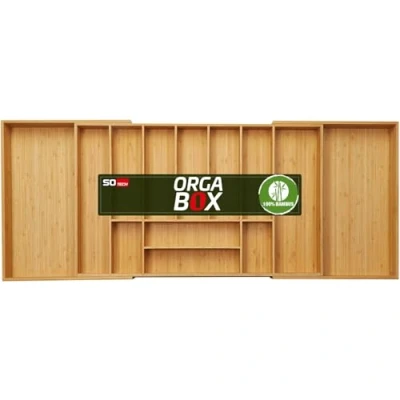 Afbeelding van ORGA BOX UNIVERSAL bamboe besteklade instelbaar voor kastbreedte 900 1200 mm tot 13 vakken ladendiepte 473