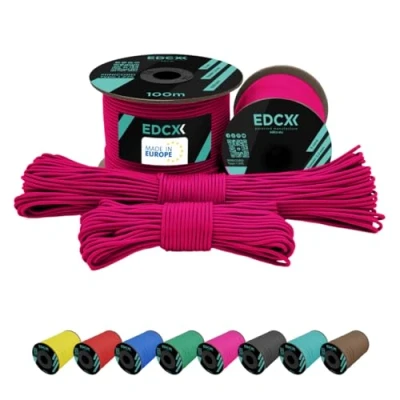 Afbeelding van EdcX 2 mm nylon paracord 275 (15, 30, 50 en 100 m) 100% touw, 3 strengen koord, in vele kleuren (Sofit Pink, 15