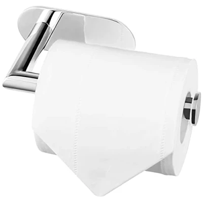 Afbeelding van Roestvrij stalen toiletrolhouder Zilver glimmend Zonder boren Toilet of badkamer Zelfklevend RVS wc rolhouder staal