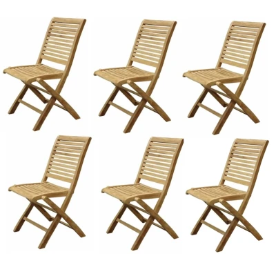 Afbeelding van Arona dining tuinstoel inklapbaar teak set van 6 stoelen