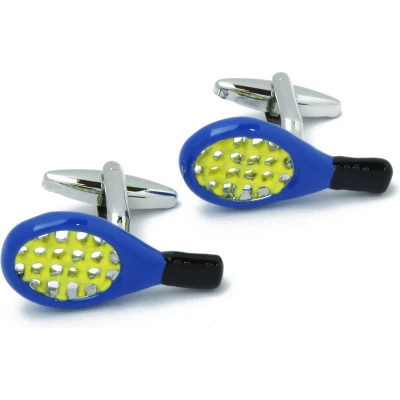 Afbeelding van Manchetknopen Tennisracket Blauw met Geel