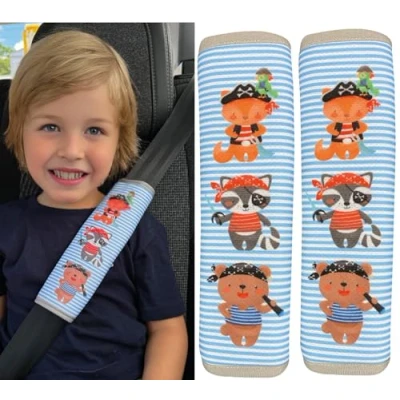 Afbeelding van HECKBO 2x Gordelhoes met Piraten Dieren Motief Gordelkussen voor Kinderen en Baby&#039;s Ideaal alle Gordelhoogtes Fiets Wandelwagen Vliegtuig