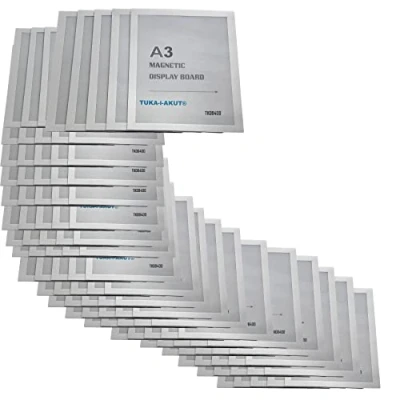 Afbeelding van TUKA i AKUT [100x] A3 Infoframe Magneetlijst met Zelfklevende Achterkant, Gemakkelijk Uitwisselbaare Magnetische Wissellijst voor Wanden en Deuren, Informatielijst Set van 100 Zilver Kleur, TKD8400 100x