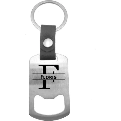 Afbeelding van Luxe Sleutelhanger RVS Leer Floris