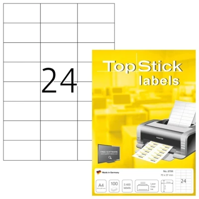 Afbeelding van Top Stick 8706 printeretiket Wit Zelfklevend printerlabel