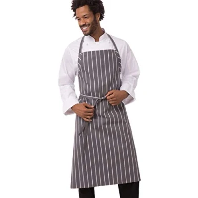 Afbeelding van chef Works A100 BCS PARENT Engelse schort slabbetje, zwart, Grijs W/Wht Streep, Eén Maat
