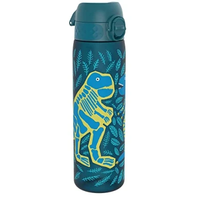 Afbeelding van ION8 Waterfles, 500 ml/18 oz, Lekvrij, Makkelijk te Openen, Veilige Vergrendeling, Vaatwasserbestendig, BPA vrij, Draaghendel, Past in Bekerhouders, Schoon, Geurvrij, Dinosaurussen Ontwerp