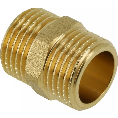 Afbeelding van Messing draadfitting dubbel nippel 6/4