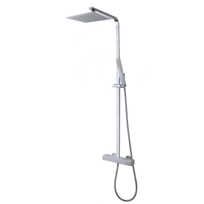 Afbeelding van Wiesbaden Rombo thermostatische regendoucheset opbouw chroom