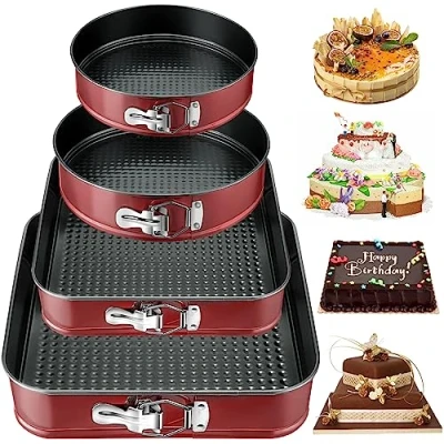 Afbeelding van FAMKEEP Cake Pans 4 Stuks Verwijderbare Bakpan, Bodem, Ronde Cakevorm Ideaal voor Cheesecakes en Sponzen (6&quot;/ 8&quot;/ 9&quot;/10&quot;)
