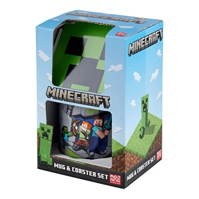 Afbeelding van Minecraft Keramische mok en onderzetter cadeauset Survival Mode &amp; Creeper