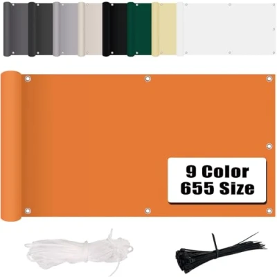 Afbeelding van MENGH Inkijkbescherming voor de tuin, 80 x 900 cm, balkonscherm, wind en uv bescherming, in diverse maten kleuren tuinen, camping vrije tijd, oranje