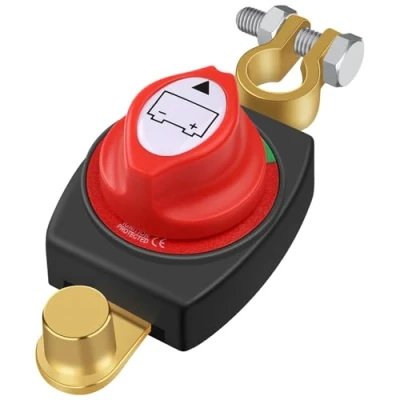 Afbeelding van PlayDen Accuschakelaar voor auto, accu, scheidingsschakelaar, 12 V 48 V, aan/uit hoofdschakelaar, waterdichte stroomschakelaar motorfiets, marine, boot, caravan, jacht, bus, reizen