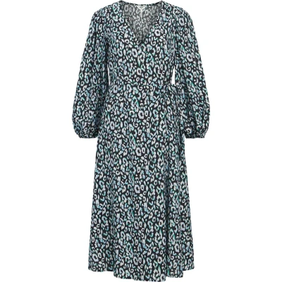 Afbeelding van OBJECT Wikkeljurk OBJLEONORA Met All Over Print Zwart/groen Maat S