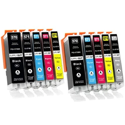 Afbeelding van Supply Guy 10 XL Inktpatronen met chip compatibel Canon PGI 570 CLI 571 voor Pixma MG7700 MG7750 MG7751 MG7752 MG7753 TS8000 TS8050 TS8051 TS8052 TS8053 TS9000 TS9050 TS9055