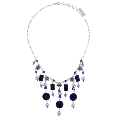 Afbeelding van Behave Zilver kleurige ketting met blauwe hangers