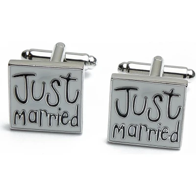 Afbeelding van Manchetknopen Just Married Tekst Bruiloft Getrouwd Bruidegom