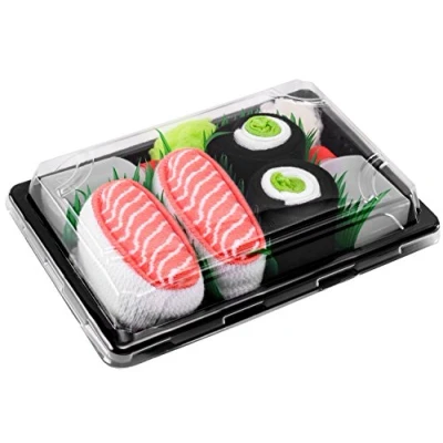 Afbeelding van Rainbow Socks Man Vrouw Sushi Box Zalm Komkommer Maki 2 Paar Maat EU 41 46