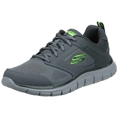 Afbeelding van Skechers Track Syntac Sneaker voor heren, Houtskool Lederen Mesh Trim, 41.5 EU
