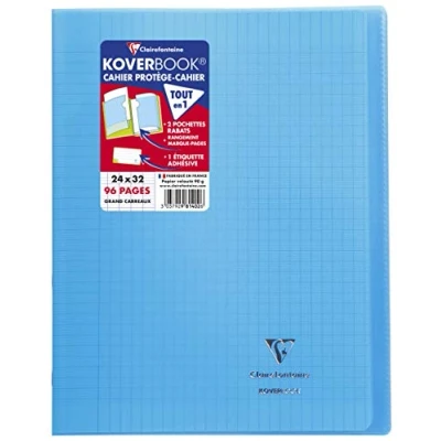 Afbeelding van Clairefontaine 981402C Verpakking met 10 schriften Koverbook DIN A4+, 24 x 32 cm, 48 vellen Franse liniëring, 90 g, omslag PP, blauw, 1 stuk