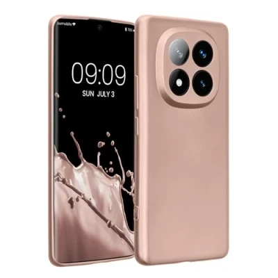 Afbeelding van kwmobile metallic telefoonhoesje van TPU geschikt voor Xiaomi Redmi Note 14 Pro+ 5G / Pro Plus Flexible case smartphone In roségoud