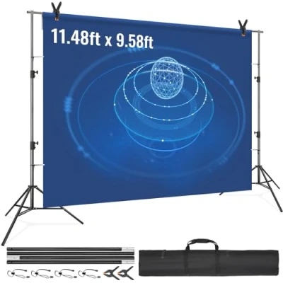 Afbeelding van VEVOR Achtergrondhouder, 2900 x 3500 mm, set voor fotoachtergrond, verstelbaar, met 6 klemmen en draagtas, achtergrondhouder studio pro fotografie, live streaming, bruiloft, tentoonstelling