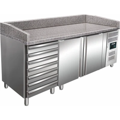Afbeelding van Pizzawerkbank met opzetkoelvitrine Marga PZ2610TN (H)103/109x(B)202,5x(D)80