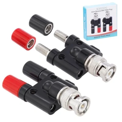 Afbeelding van KEESIN BNC mannelijke stekker naar dubbele 4 mm adapter banaan jack audio aansluiting 2 stuks