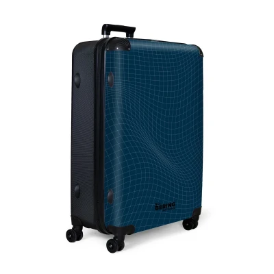 Afbeelding van NoBoringSuitcases.com® Koffer groot Reiskoffer lichtgewicht Blauw met abstracte golvende lijnen Rolkoffer 4 wielen Grote trolley XL 98 liter bagage