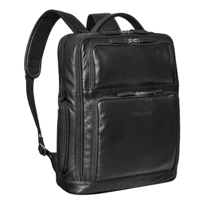 Afbeelding van STILORD &#039;Jayden&#039; Business rugzak Heren Leer Grote Vintage met Laptop compartiment 15 inch DIN A4 Daypack Echt leder, Kleur:zwart