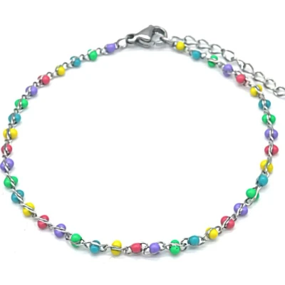 Afbeelding van Armband Dames Kralen RVS Lengte 17 21 cm Zilverkleurig
