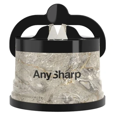 Afbeelding van AnySharp Messenslijper, Handsfree Veiligheid, PowerGrip Zuigkracht, Veilig Slijpen van Alle Keukenmessen, Ideaal voor Gehard Staal &amp; Kartel, Compact, Ontwerp Steen