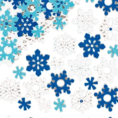 Afbeelding van Baker Ross EX5442 Vilten sneeuwvlokstickers voor kinderambachten en kunstprojecten, kaarten, uitdeelzakjes decoraties (pak van 78)