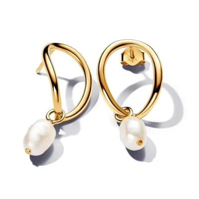 Afbeelding van Pandora 14k Vergulde unieke metaalmix Pearl behandeld vers water gecultiveerde parel wit 263281C01, Eén maat, Geelgoud, Gemaakt