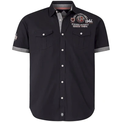 Afbeelding van Jan Vanderstorm regular fit overhemd SNOFRED Plus Size met printopdruk zwart
