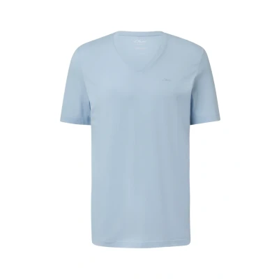 Afbeelding van s.Oliver MIT V Ausschnitt UND LOGO Tshirt basic, Heren, Maat: Small, Hellblau