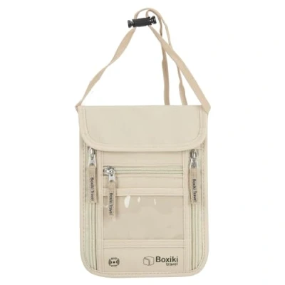 Afbeelding van RFID Travel Neck Wallet Beige Slanke, veilige paspoorthouder en geldzakje met verstelbare nekriem voor mannen vrouwen om contant geld, creditcards reisdocumenten veilig te houden, Beige,