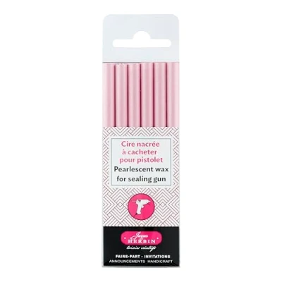 Afbeelding van Exacompta 35962T Hobbyzegelwas voor Herbin pistool 48200T, 6 stangen, zacht, parelmoer effect, diameter 5 mm, ideaal brieven, uitnodigingen en flessenzegels, zachtroze, 1 stuks