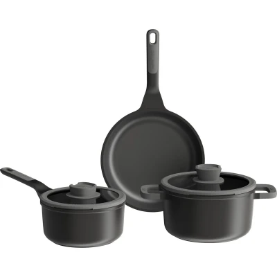 Afbeelding van LEO RECYCLED 5 delige kookpottenset antikleef Stone+ Grijs PFAS vrij