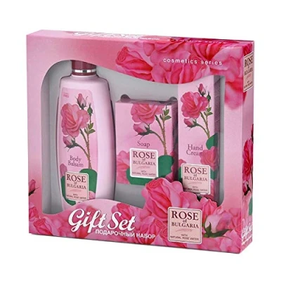 Afbeelding van BioFresh Gift pakketten Rose of Bulgaria: bodylotion 330 ml, handcrème 75 ml en roze zeep 100 gr.