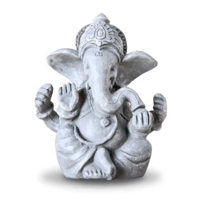 Afbeelding van Ganesh Standbeeld Beeldje Zen en Feng Shui Decoratie Brengt Een Kalmerende Ontspannende Sfeer in Thuis Grijze Kleur Geluksbeeld Hoogte: 12 cm Zen&#039;Light