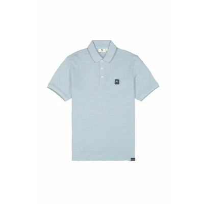 Afbeelding van Garcia regular polo met ingebreid patroon lichtblauw
