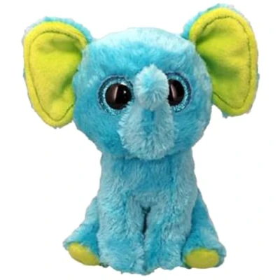 Afbeelding van Ty Beanie Boos Trunkles de blauwe olifant met grote en glinsterende ogen, het pluche dier ogen 15 cm T37359