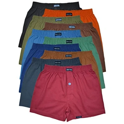 Afbeelding van 10 Boxershorts 100% Katoen Set: Met opening en knoop kleuren Maat: S